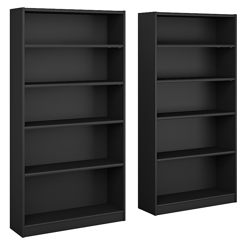 Bush Furniture Universal Tall 5 Shelf 72"H Bookcase, Classic Black, Set of 2 (UB003BL) image 1