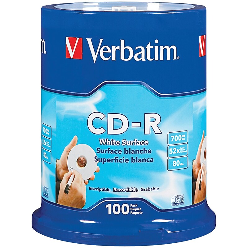 Verbatim 700 MB 80-Minute 52x CD-Rs, 100 Count Spindle (VTM94712) image 1