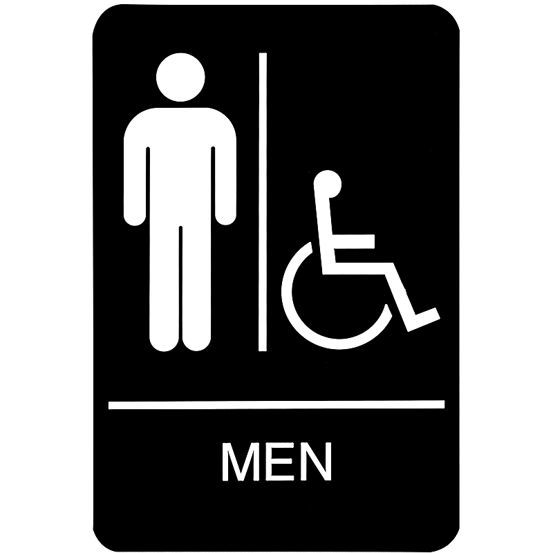 HeadLine Sign, ADA Restroom Sign, MEN Accessible, 6" x 9", Black / White image 1