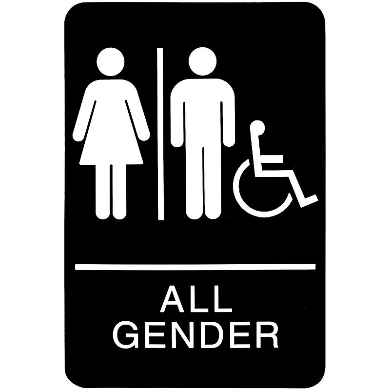HeadLine Sign, ADA Restroom Sign, ALL GENDER Handicap Accessible, 6" x 9", Black / White image 1