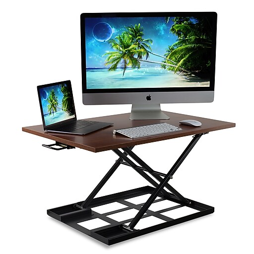 MountIt! 17" HeightAdjustable Sit Stand Desk Converter, Brown (MI