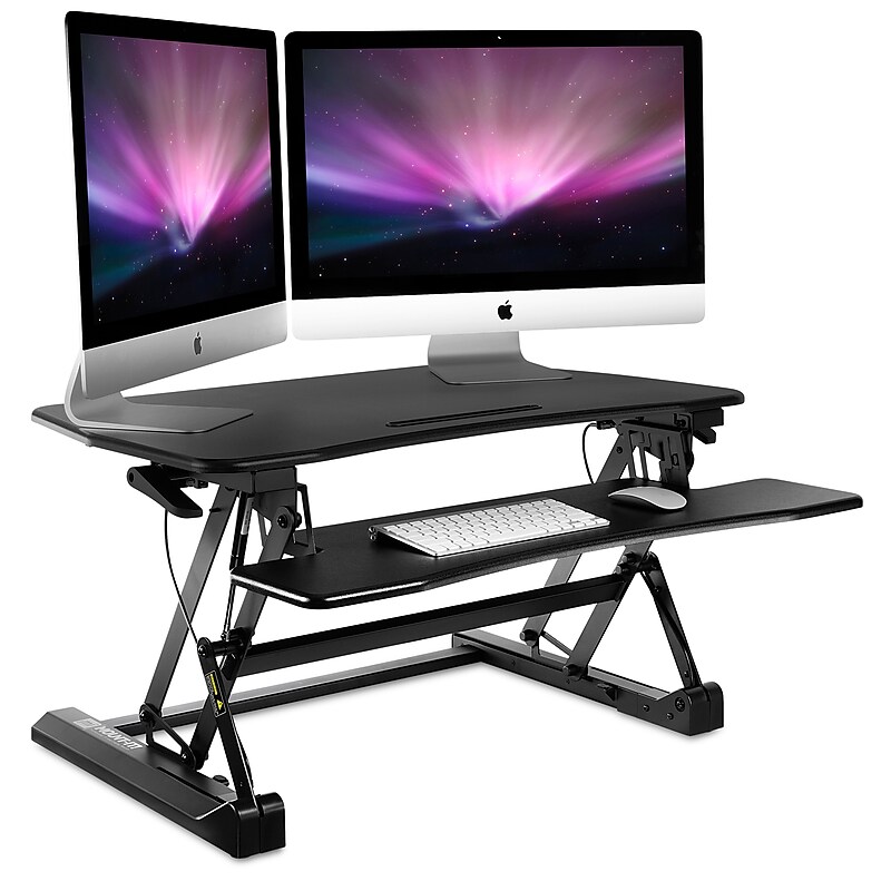 Mount-It! 35.5"W Rectangular Adjustable Metal Standing Desk Converter, Black (MI-7955) image 1