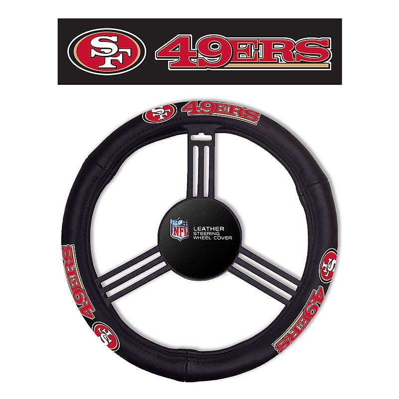 NFL San Francisco 49ers Leather Steering Wheel Cover (023245981057) image 1