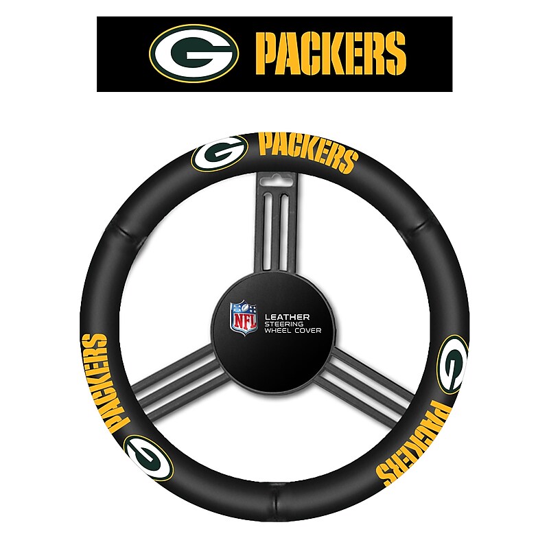 NFL Green Bay Packers Leather Steering Wheel Cover (023245981163) image 1
