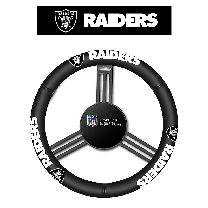 NFL Oakland Raiders Leather Steering Wheel Cover (023245981040) image 1