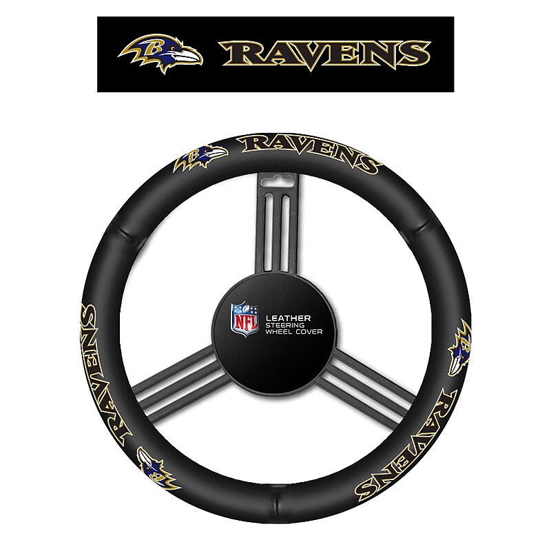 NFL Baltimore Ravens Leather Steering Wheel Cover (023245981316) image 1