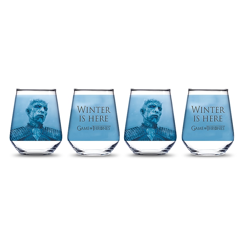 Game of Thrones Winter is Here Stemless Wine Glass, 4 Pack (888568550768) image 1