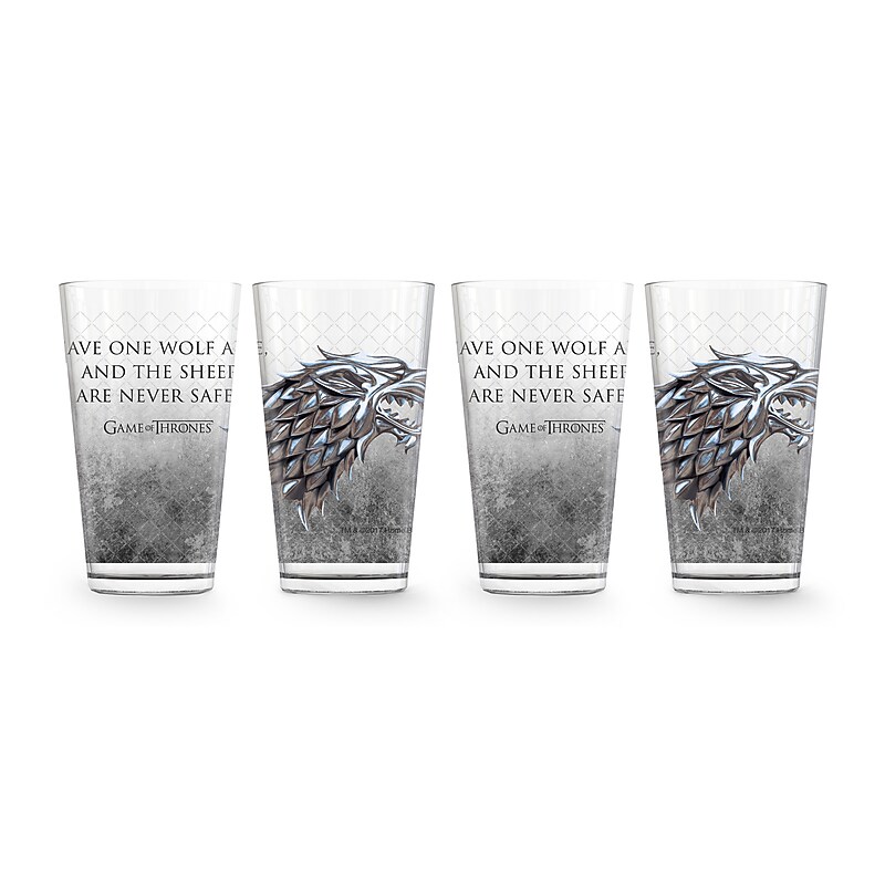 Game of Thrones Wolf and Sheep Pint Glass, 4 Pack (888568550737) image 1