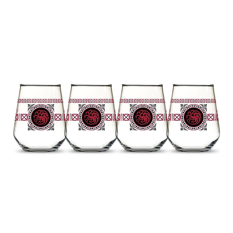 Game of Thrones Targaryen Stemless Wine Glass, 4 Pack (888568550690) image 1