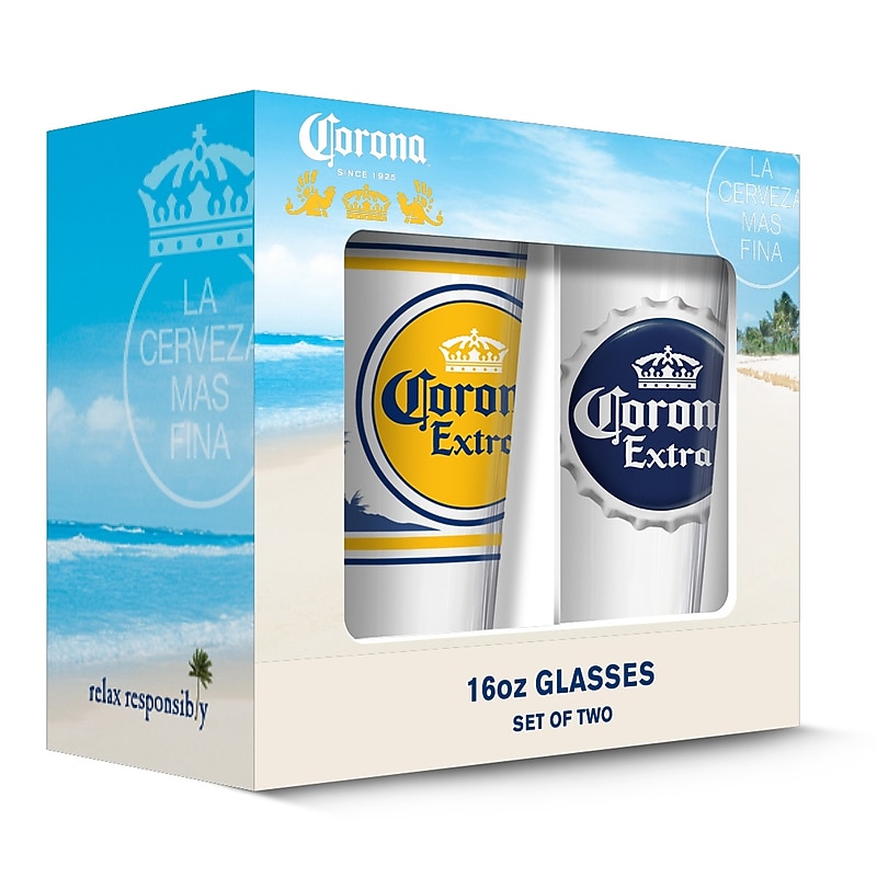 Corona Extra Labels Pub Glass, 2 Pack (190443000665) image 1