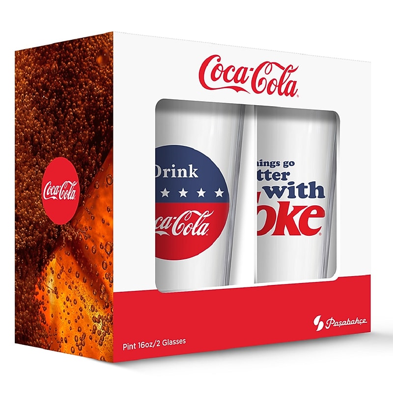 Coca Cola Red White and Blue Pub Glass, 2 Pack (190443001341) image 1