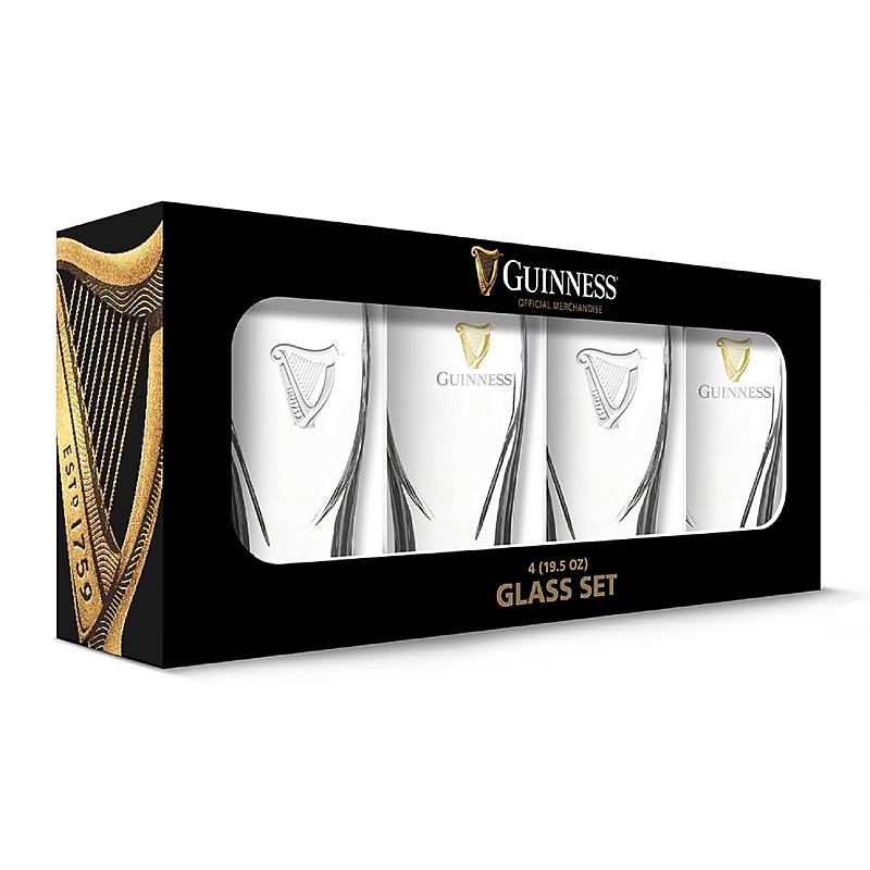 Guinness Boxed Gravity Glass with Real Gold Harp, 4 Pack (190443001884) image 1