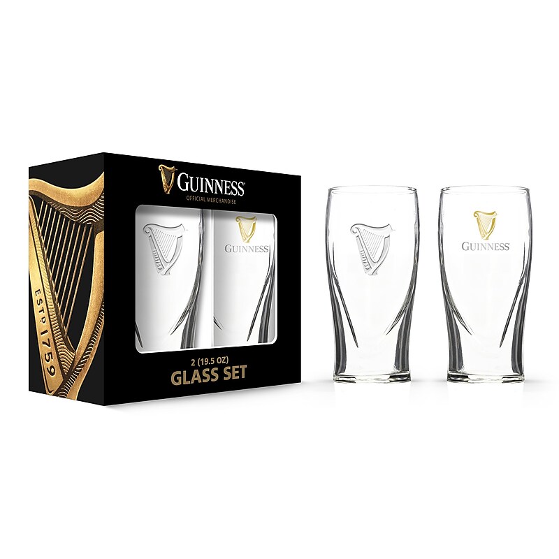 Guinness Boxed Gravity Glass with Real Gold Harp, 2 Pack (190443000443) image 1