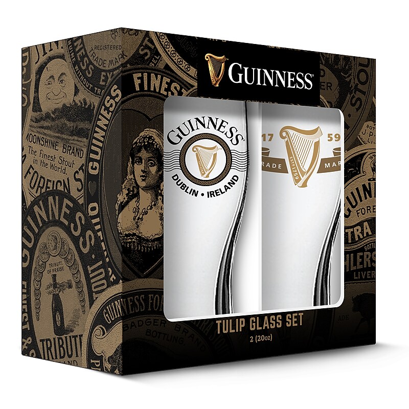 Guinness Boxed Tulip Glass Harp Logos, 2 Pack (190443001891) image 1