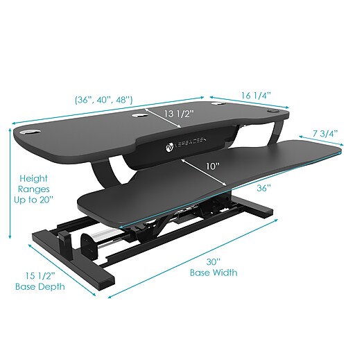 VersaDesk Power ProBlack, 36" x 24" Push Button Electric Height Adjustable SittoStand Desk