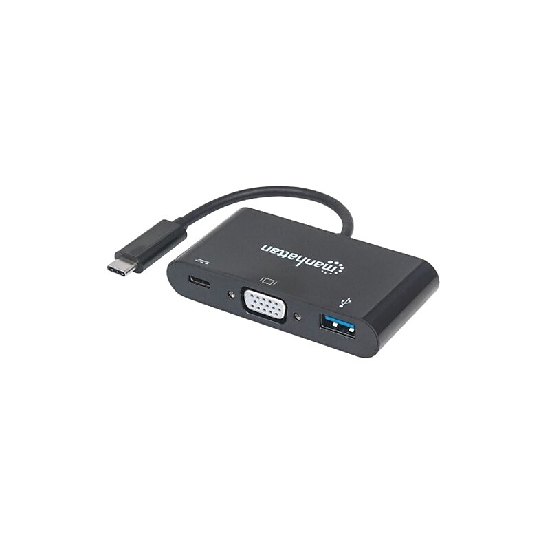 Manhattan® SuperSpeed 152044 USB-C to VGA Docking Converter, Black image 1