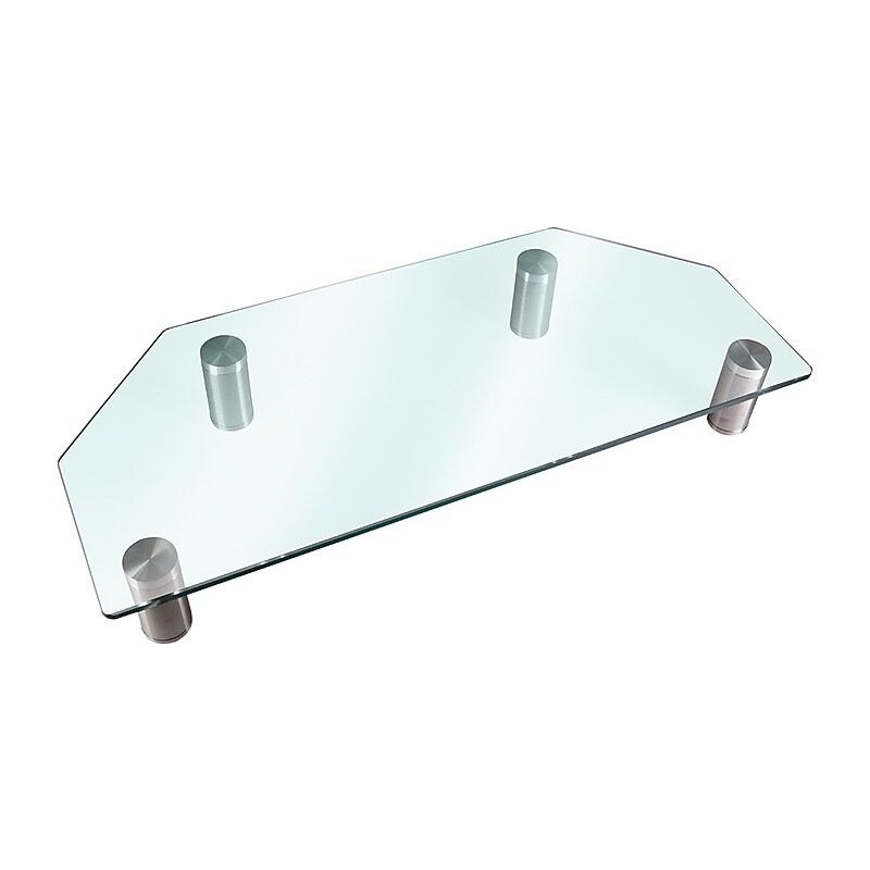 Monoprice Corner Multimedia Desktop Stand, Clear Glass (116357) image 1