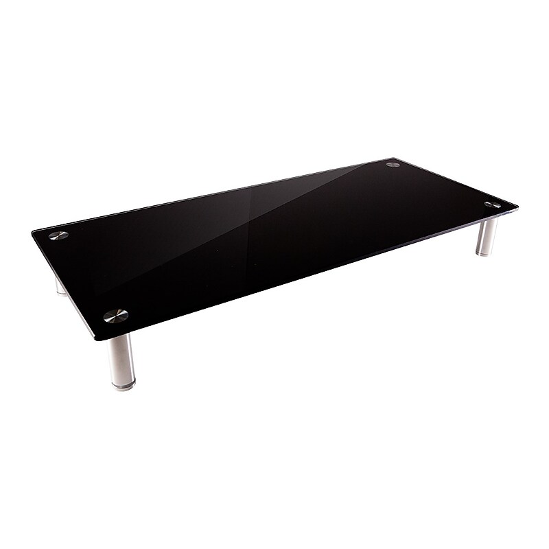 Monoprice Medium Multimedia Desktop Monitor Stand, Black Glass (116360) image 1