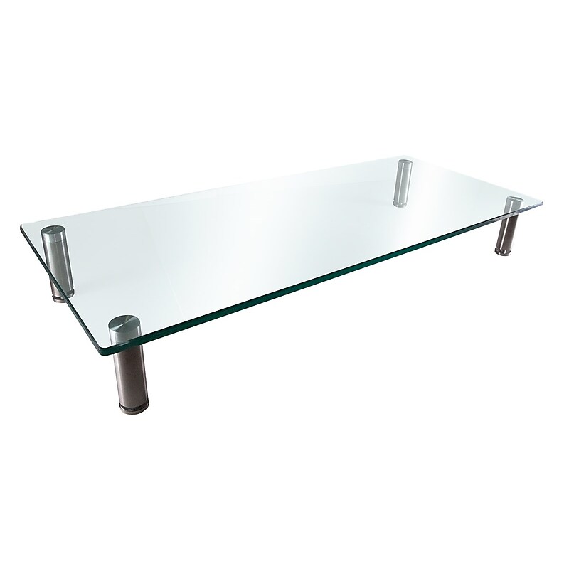 Monoprice Medium Multimedia Desktop Monitor Stand, Clear Glass (116355) image 1