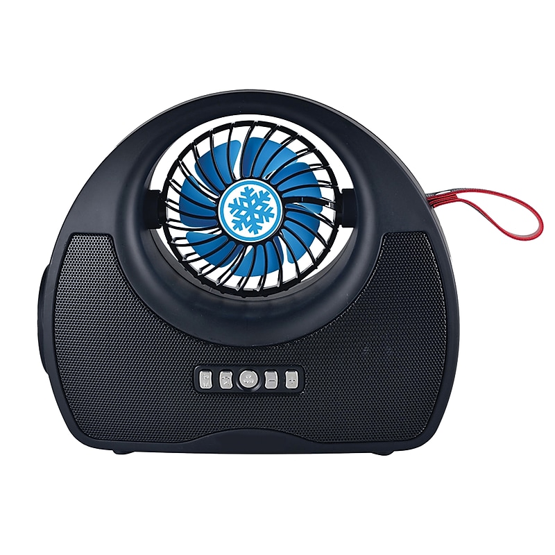 QFX Portable FM Radio with Bluetooth, Flashlight, Fan & Solar Panel, Black (R-40 Black) image 1