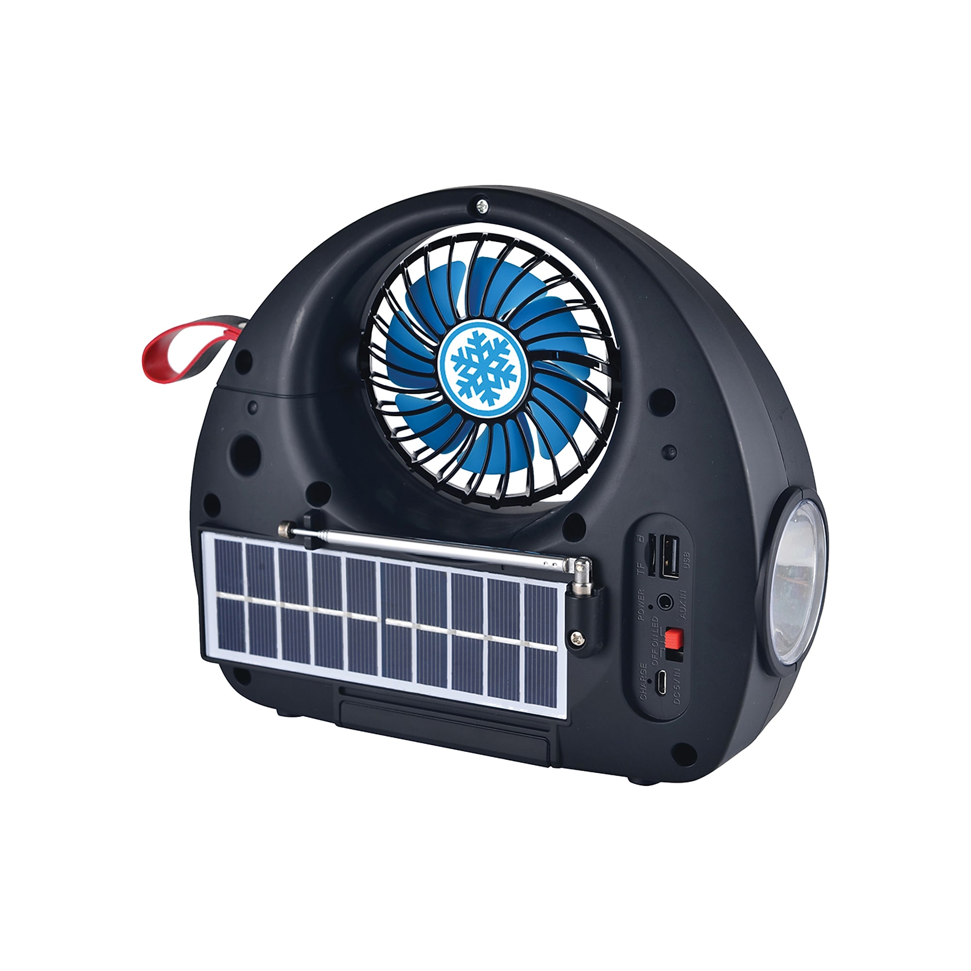 QFX Portable FM Radio with Bluetooth, Flashlight, Fan & Solar Panel, Black (R-40 Black) Sansujyuku sansujyuku.com