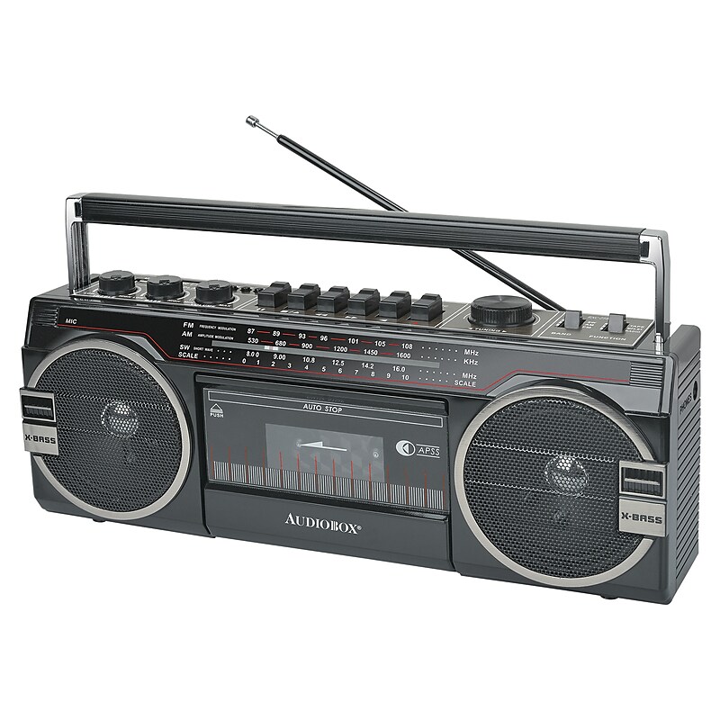 Audiobox Wireless Bluetooth 10-Watt Portable Cassette Player & Recorder Boombox with 3-Band Radio, Black (RXC-25BTBLK) image 1
