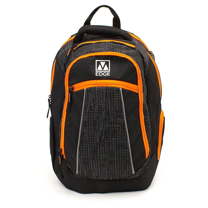 M-Edge Commuter Laptop Backpack, Large, Black/Orange (BPK-CO6-PO-BO) image 1