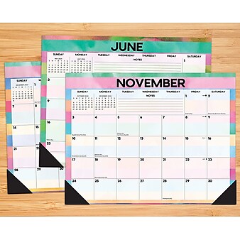 2024 Willow Creek Watercolor Stripes 22" x 17" Monthly Desk or Wall Calendar, Multicolor (38789)