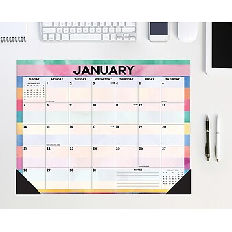 2024 Willow Creek Watercolor Stripes 22" x 17" Monthly Desk or Wall Calendar, Multicolor (38789)