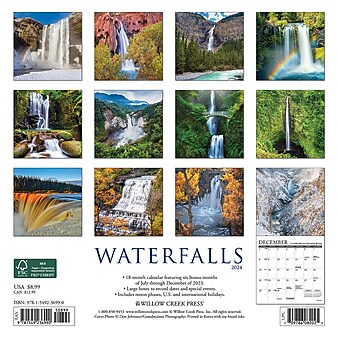 2024 Willow Creek Waterfalls 7" x 7" Monthly Wall Calendar, Multicolor (36990)