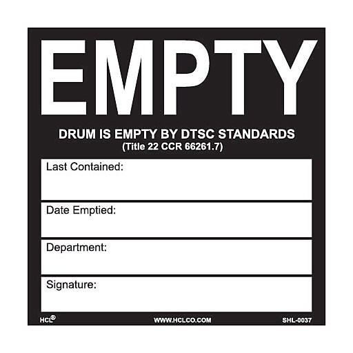 Shop Staples for HCL Empty Drum Label, DTSC Standards, 6" x 6