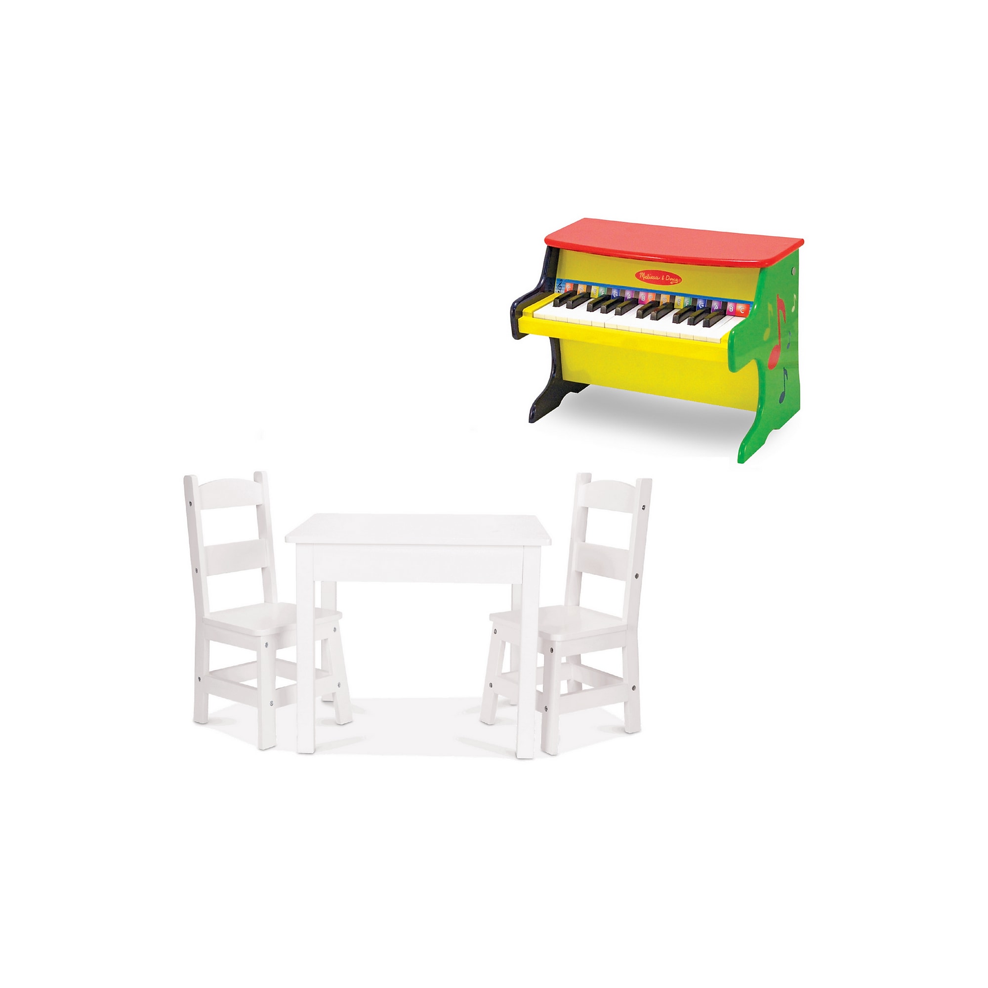 Melissa & Doug Learn-to-Play Piano with Wooden Table & Chairs, White (1314-30225-KIT) Sansujyuku sansujyuku.com