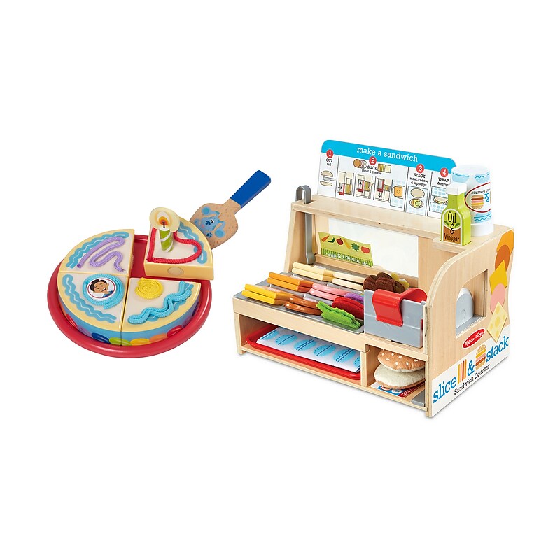 Melissa & Doug Blues Clues & You Wooden Birthday Party Play Set with Slice & Stack Sandwich Counter (33018-31650-KIT) image 1