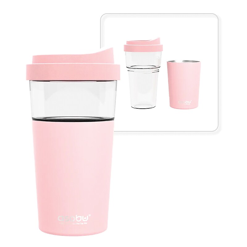 ASOBU Vista Stainless Steel Clear-Insulation Tritan Coffee Mug, 20 oz., Pink (SM40) image 1