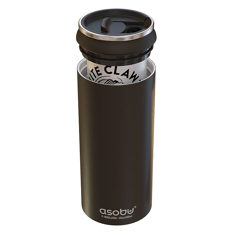 ASOBU Double-Walled Vacuum-Insulated Stainless Steel Multi-Can Cooler Sleeve with Reusable Pocket Straw, Black (FC4G) image 1