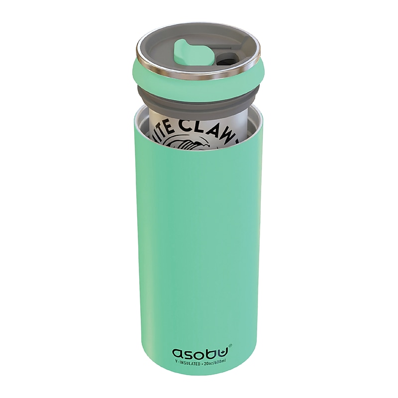 ASOBU Double-Walled Vacuum-Insulated Stainless Steel Multi-Can Cooler Sleeve with Reusable Pocket Straw, Mint (FC4G) image 1