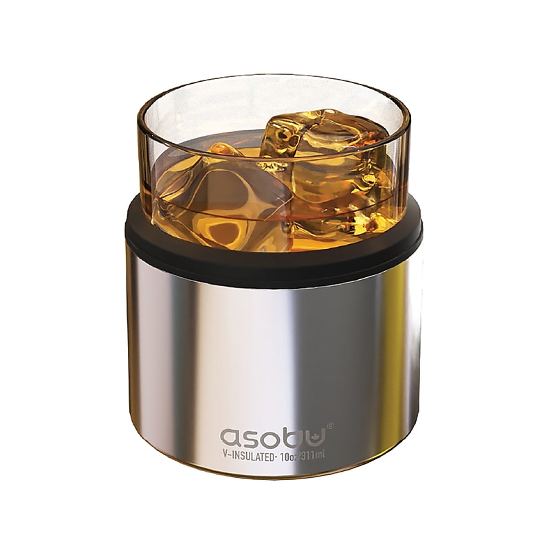 ASOBU On the Rocks Insulated Whiskey Kuzie, 10.5 oz., Silver (NA-LAO21) image 1