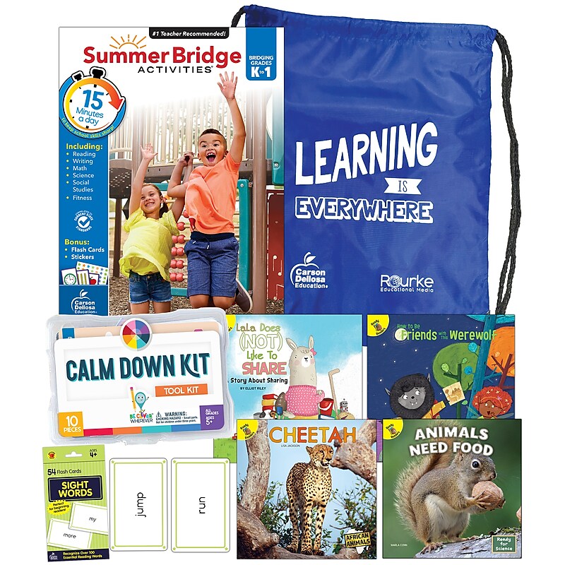 Summer Bridge Activities Paperback Book Set Summer Bridge Essentials and Calm Down Kit Backpack, K-1 (745382) image 1