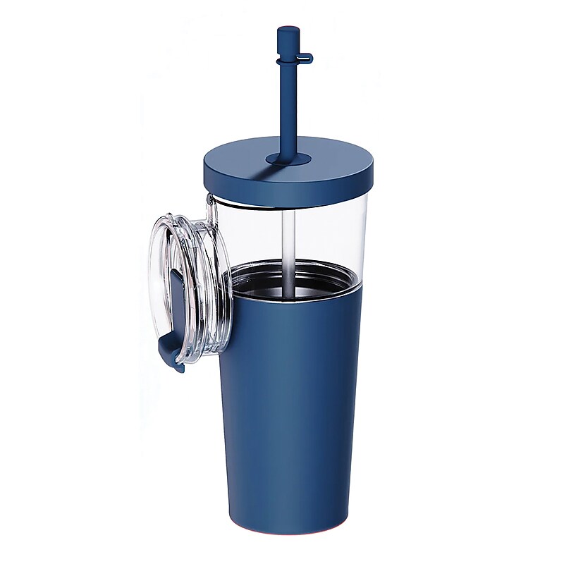ASOBU Marina See-Through Triton Tumbler with Flexible Straw, 28 oz., Blue (ICT400) image 1