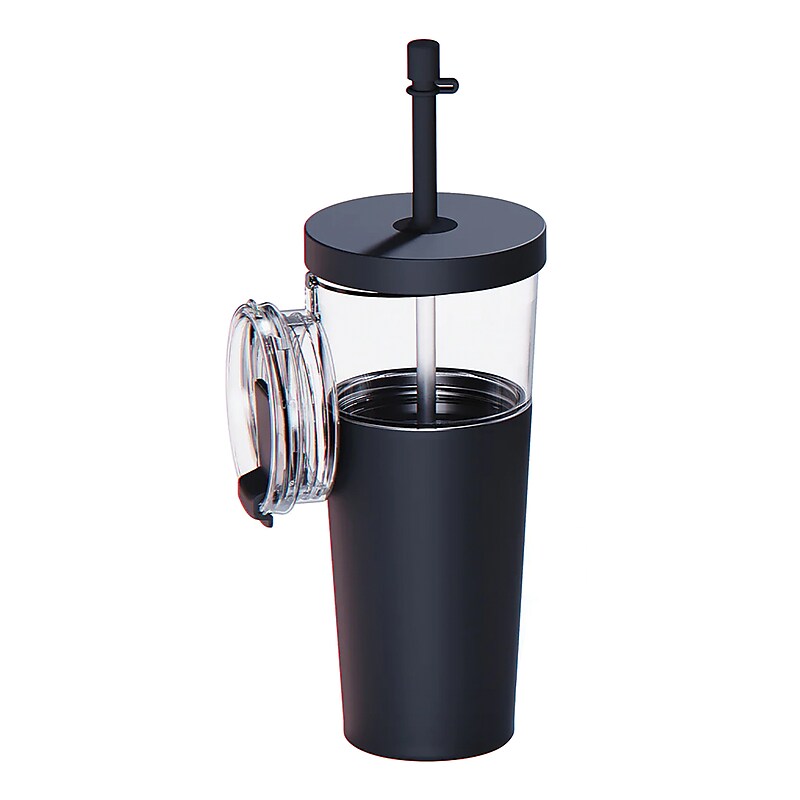 ASOBU Marina See-Through Triton Tumbler with Flexible Straw, 28 oz., Black (ICT400) image 1