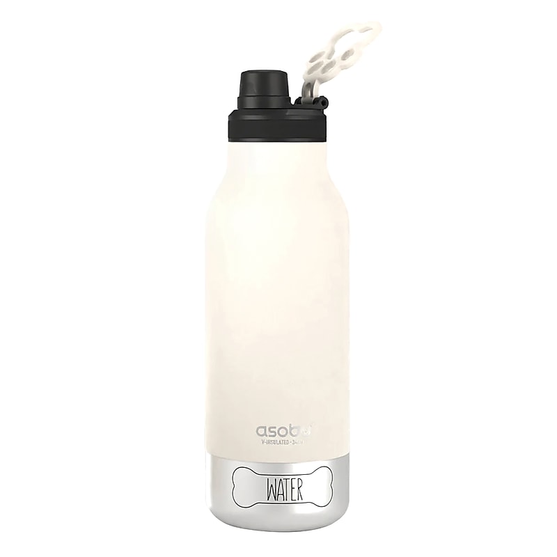 ASOBU Buddy 3-in-1 Water Bottle with Removable Dog Bowl & Food Compartment, 32 oz., White (SDB2) image 1