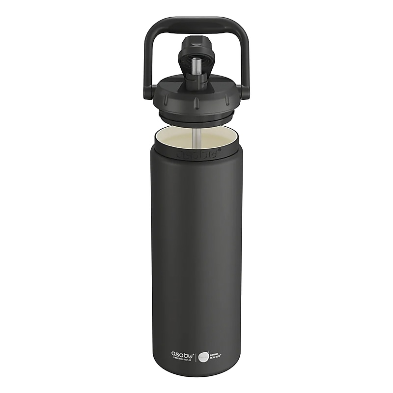ASOBU Puramic Canyon Ceramic Double Wall Insulated Water Bottle, 50 oz., Black (ADNATMF7C) image 1