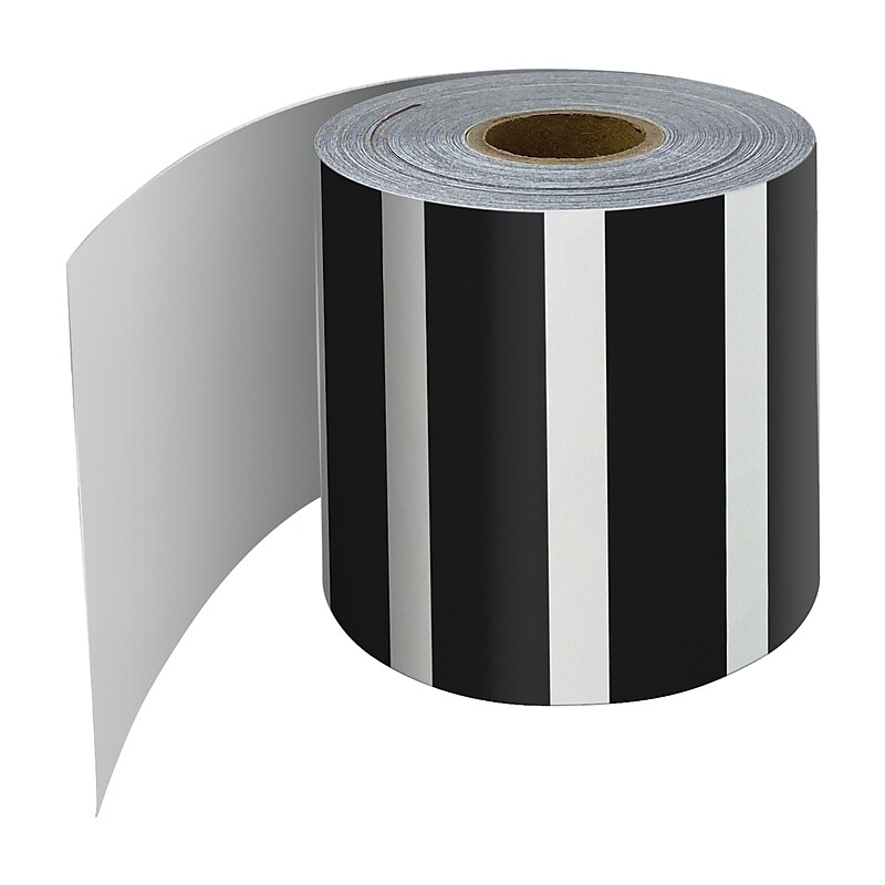 Carson-Dellosa Rolled Straight Bulletin Board Borders, Black and White Vertical Stripes (108476) image 1