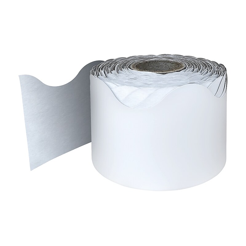 Carson-Dellosa Rolled Scalloped Bulletin Board Borders, White (108473) image 1
