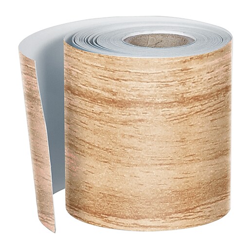 CarsonDellosa Grow Together Light Wood Grain Rolled Straight Bulletin Board Borders (108510