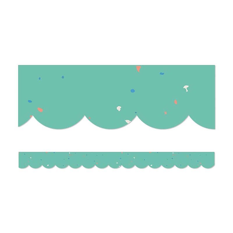 Carson-Dellosa We Belong Speckled Teal Scalloped Bulletin Board Borders (108494) image 1