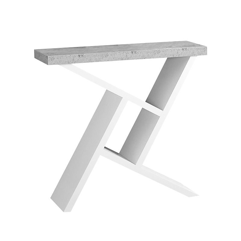 Monarch Specialties Inc. 36"W x 11.5"D Console Table, White/Gray Cement-Look (I 2405) image 1