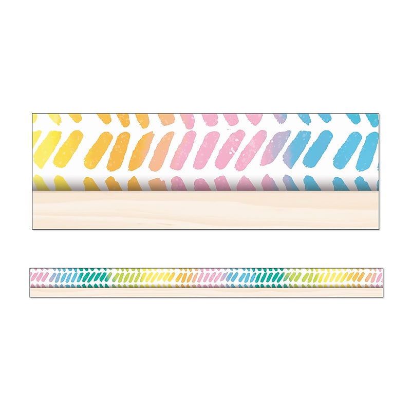 Carson-Dellosa Happily Ever Elementary Creatively Inspired Watercolor Chevron Straight Bulletin Board Borders (108504) image 1