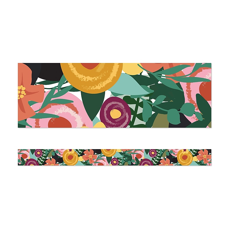 Carson Dellosa Grow Together Floral Garden Bulletin Board Borders, 3" x 36" image 1