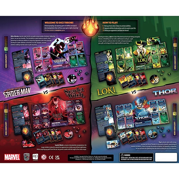 USAopoly Marvel Dice Throne 4-Hero Box (Scarlet Witch, Thor, Loki